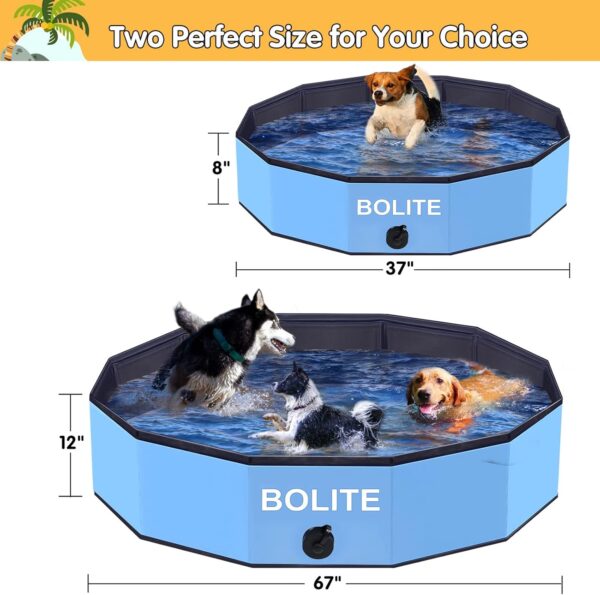 BOLITE Foldable Dog Pool for Large Dogs, 67'' x 12'' Portable Plastic Pet Swimming Pool, Collapsible Dog Bath for Large Medium Small Dogs, Kids and Ducks, Blue - Image 5