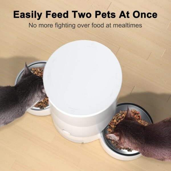 Automatic Cat Feeder for 2 Cats, SURDY 2.4G WiFi Smart Pet Feeder with APP Control for Remote Feeding, 3L Timed Pet Feeder Programmable 1-10 Meals, Dual Power Supply, Desiccant Bag, 10s Meal Call - Image 3