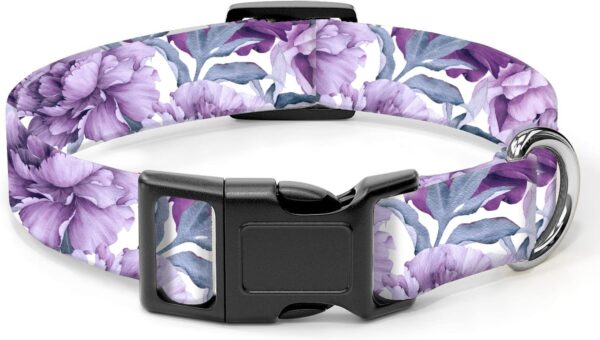 Dog Collar, Cute Dog Collar for Small Medium Large Dogs, Personalized Adjustable Soft Pet Collars with Quick Release Buckle for Walking Running, Cute Purple Floral