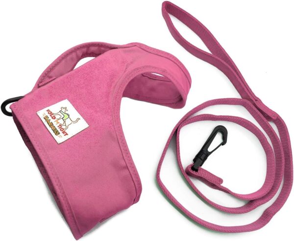 HOLD M TIGHT Metal Free Travel Leash Harness - SM-MD (see sizing chart) (PINK)