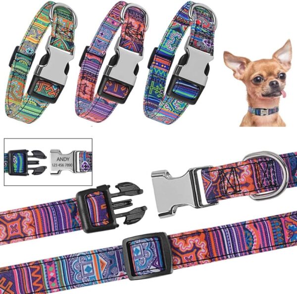 Personalized Dog Collars - Floral Custom Dog Collar with Engraved ID Name and Phone Number - Customized Dog Collars for Puppy Small Medium Large X-Large Boy Girl Dogs (Pack of 1) - Image 4