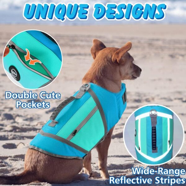 EMUST Dog Life Vests for Swimming, Adjustable Dog Life Jackets for Small Dogs with Hook & Loop, Reflective Dog Swim Vest with Quick-Release Buckles for Bulldogs, Dachshunds, Corgis, Blue, S - Image 3