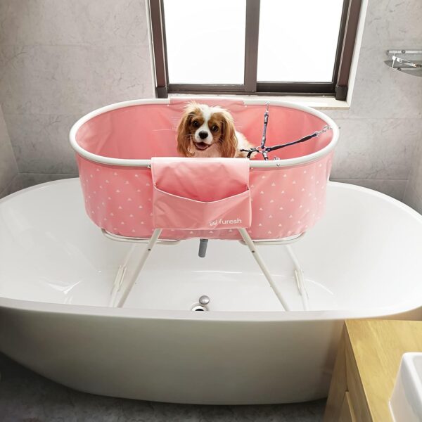 Insider Dog Bath Tub and Wash Station for Bathing Shower and Grooming, Elevated Foldable and Portable, Indoor and Outdoor, for Small and Medium Size Dogs, Cats and Other Pet (Pink) - Image 5