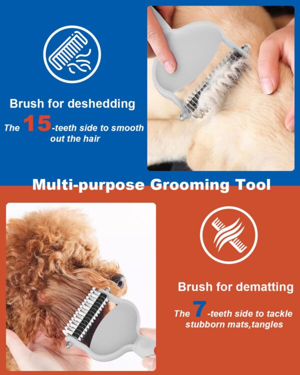 Cat Brush for Shedding, Dog Brush for Shedding, Undercoat Rake for Dogs, Cat Brushes for Indoor Cats Shedding, Dematting Comb for Dogs, Cat Hair Brush for Knots, Tangles, Loose and Matted Fur, Orange - Image 3