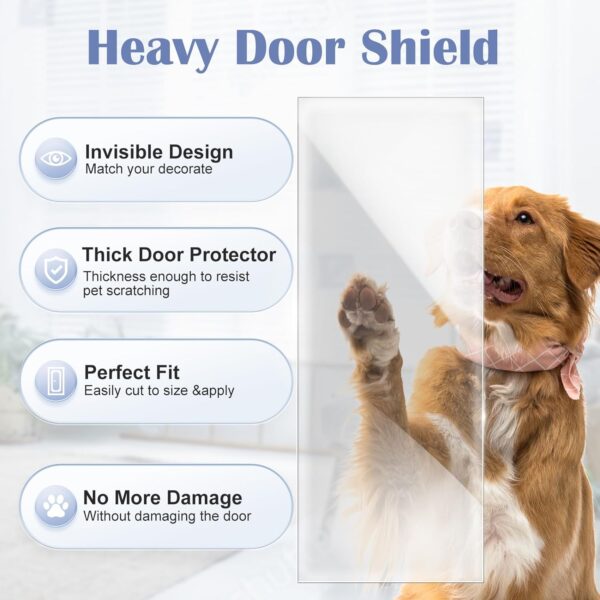 Door Scratch Protector from Dog Scratching, 200'' x 8.3'' Anti Scratch Guard Deterrent Tape, Ultra Durable Pad for Cats Dogs, Door Frame Protector for Screen Door, Window, Wall, Chari Leg - Image 2