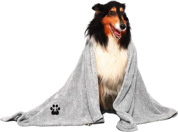 Extra Large Dog Towels for Drying Dogs Super Absorbent Soft Microfiber Pet Bath Grooming Towel for Dogs and Cats & Other Pets (XL-55" * 36", Grey)