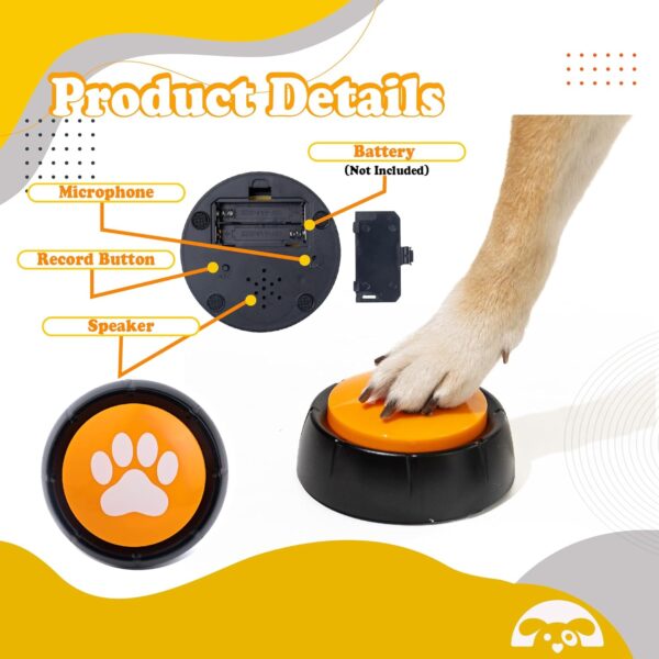 PetnBeyond Dog Talking Buttons - Communication Starter Pack, 4 PCS Dog Training Buttons, 30 Second Record Button for Pet Voice Training, Speaking Buttons for Cats and Dogs, 30s Voice Recordable Pet - Image 3