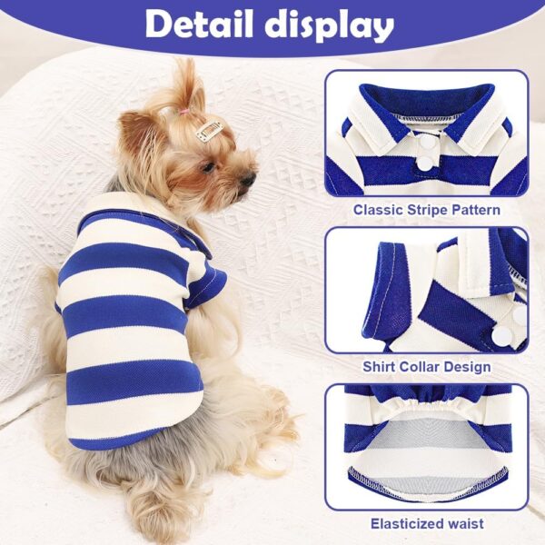 Dog Shirt Collared Summer Polo Dog T-Shirts for Medium Dog Cats Boy Girl Dog Clothes Breathable Cute Doggy Sweatshirt Pet Outfit Puppy Dress Cool Clothes for Small Dog Female Or Male(Blue,Medium) - Image 2