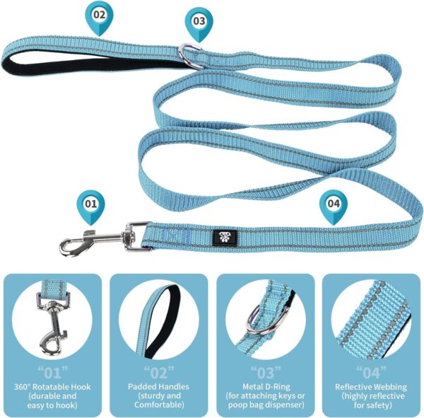 NESTROAD Reflective Dog Collar and Leash Set,Soft Neoprene Pet Collar with Quick Release Buckle,Adjustable Nylon Dog Collars for Small Medium Large Dogs(Medium Collar + 5FT Leash,Blue) - Image 4