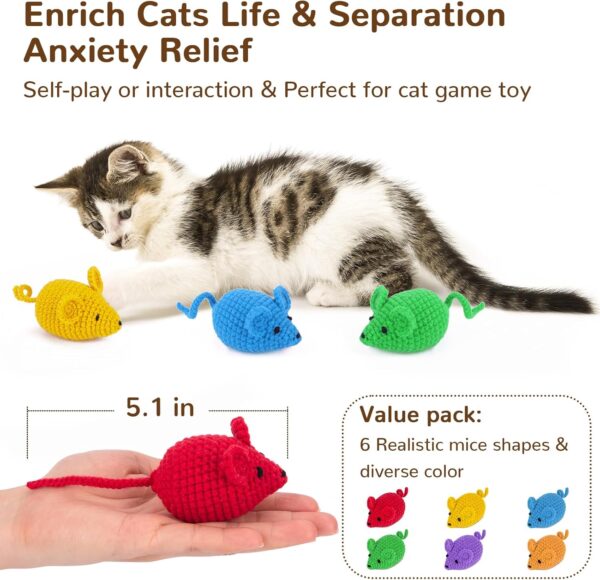 Retro Shaw Catnip Cat Toys Mice 6Pcs,Cat Mouse Toy for Indoor Cats Kitten Chase Exercise,Filled Silvervine Cat Teeth Cleaning Chew Toy,Cute and Fun Interactive Cat Nip Toy,All - Handmade - Image 4