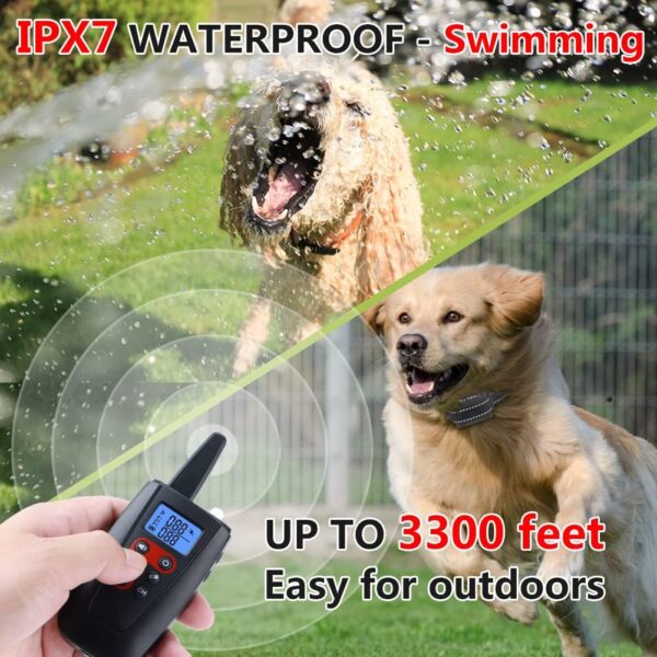 Paipaitek No Shock Dog Training Collar, 3300ft Range Vibrating Dog Collar, IPX7 Waterproof Dog Training Collar with Remote, only Sound and Vibration Collar for Training Dogs - Image 3