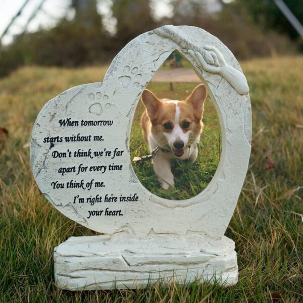 Pet Dog Memorial Stones with Photo Frame Photo Frame, Heart Shaped Pet Dog Garden Stones Grave Markers Headstones Outdoor or Indoor, Sympaty Pet Dog Memorial Gifts Loss Gifts Remembrance Gifts - Image 4