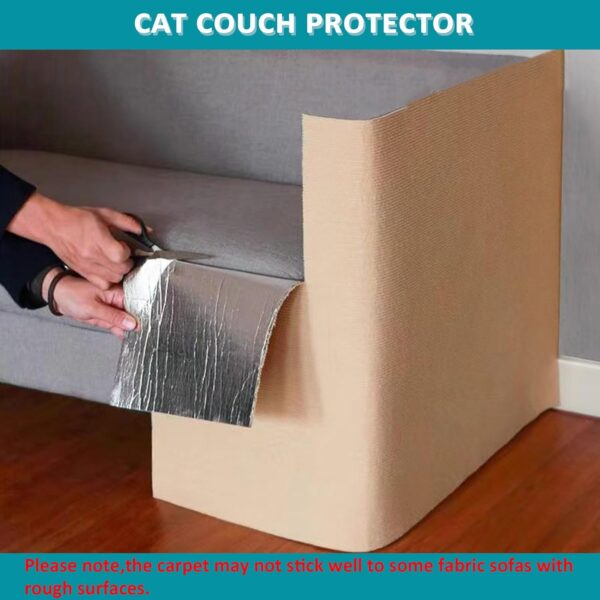 Cat Scratch Furniture Protector,78.7"x15.8" Asisumption Cat Scratching Mat self-Adhesive,Cat Carpet remnants,Replacement Parts for Cat Tree,DIY Climbing Cat Scratcher(Beige) - Image 2