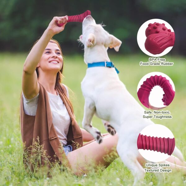 Dog Toys for Aggressive Chewers Tough Dog Chew Toys for Large Medium Dogs Breed Natural Rubber Spring Texture Pattern - Image 7