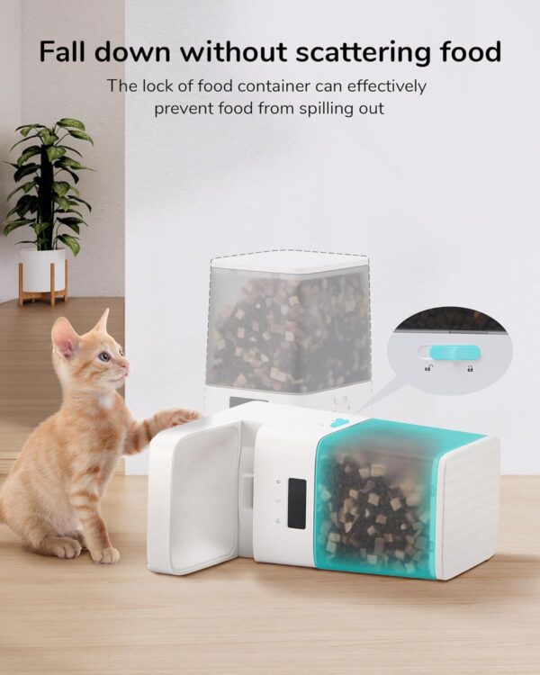 FUKUMARU Automatic Cat Feeder, WiFi Automatic Dog Feeder with Freshness Preservation, 5L Timed Cat Food Dispenser with Elevated Bowls, Up to 10 Meals Per Day, Granary Pet Feeder for Cats/Dogs - Image 8