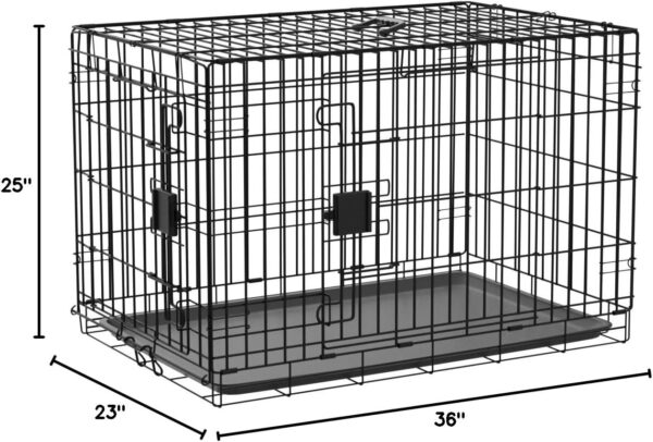 Amazon Basics - Durable, Foldable Metal Wire Dog Crate with Tray, Double Door, 36 x 23 x 25 Inches, Black - Image 6