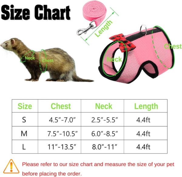 Rypet Small Animal Harness and Leash - Soft Mesh Small Pet Harness with Safe Bell, No Pull Comfort Padded Vest for Small Pet Pink S - Image 2