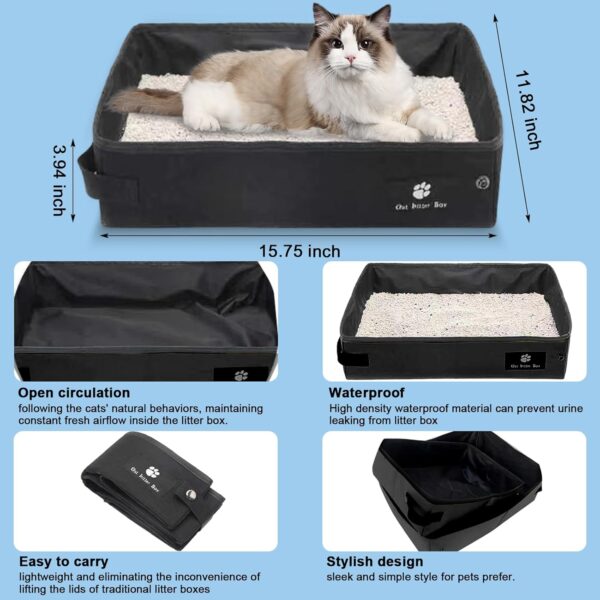 3-in-1 Pet Travel Kit, Cat/Dog Backpack Carrier, Soft-Sided Pet Carrier Airline Approved & Collapsible Cat Litter Box, Pet Essentials for Outdoor Traveling - Image 4