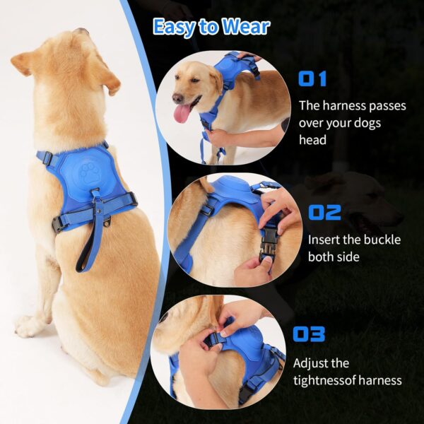 Dog Harness with Retractable Leash,No Pull Dog Harness,Automatic Anti-Burst Impact Function and Free Hands,Adjustable Dog Vest for Medium and Large Dogs (Blue, L) - Image 8