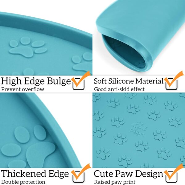 Ptlom 2 Pack Dog Food Mat Anti-Slip Dog Bowl Mats for Food and Water, High-Lips Waterproof Dog Feeding Mat Prevent Messy Spills, Silicone Pet Placemat Puppy Trays for Small Medium Large Dogs Cats - Image 4