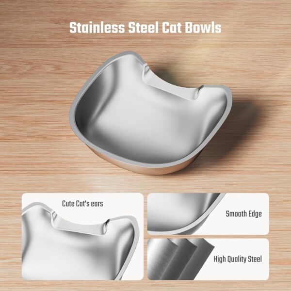 Stainless Steel Cat Bowls: Suitable for Automatic Pet Feeder Cat Whisker Fatigue Relief Friendly Shape and Easy to Clean - Image 4