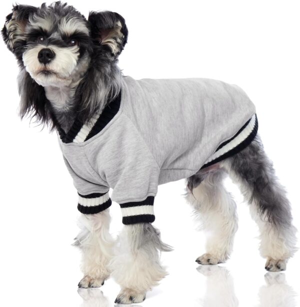 FUAMEY Dog Pullover Sweatshirt，Dog Winter Sweaters Warm Dog Clothes Dog Vest Thick Puppy Pullover Soft Pet Fleece Sweater Cute Doggie Boy Girl Outfit for Small Medium Dogs Grey S