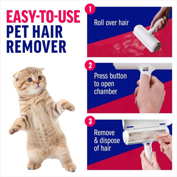 Pet Hair Remover and Reusable Lint Roller- Fluffy Paws Cat and Dog Hair Remover for Furniture, Couch, Carpet, and Bedding - Portable, Multi-Surface Fur Removal Tool - Image 2