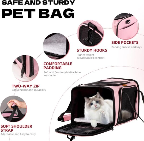 Pet Carrier for Small, Medium Dogs, Cats and Puppies up to 15 lbs, Portable, Collapsible, Car Pet Bag (Blue) - Image 5