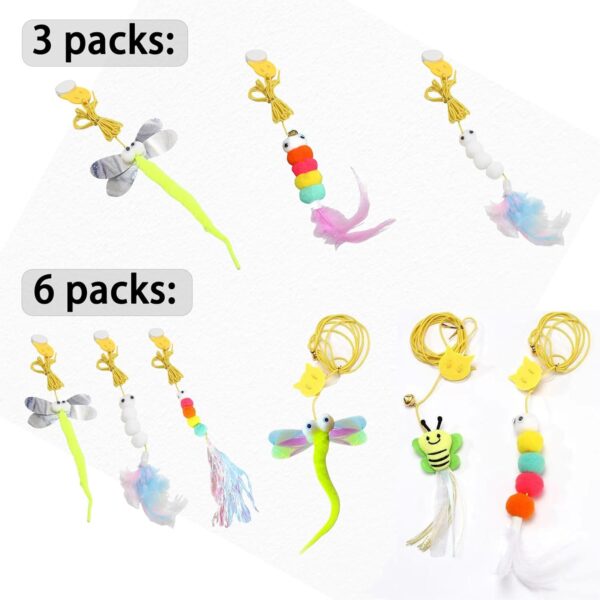 3 Pcs Interactive Toys for Indoor Cats, Best Hanging Cat Toys for Bored Cats, Spring Cat String Toys with Feathers and Bells, Door Hanging Self-Playing Cat Toys (CUTE, Count, 3) - Image 7