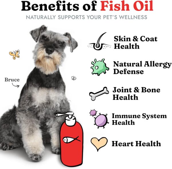 Fish Oil for Dogs - Healthy Skin & Coat, Salmon, Pollock, All Natural Supplement for Pets, Itching Scratching Allergy & Inflammation Defense, Omega 3 EPA DHA, Brain & Heart Health, 8 oz - Image 2