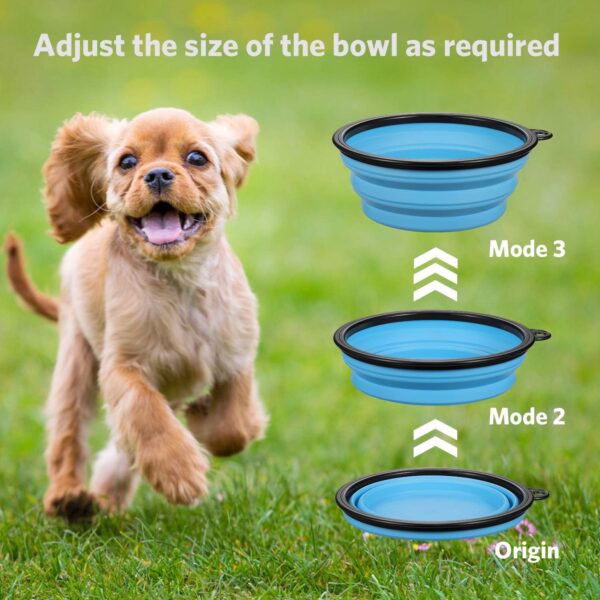 ME.FAN Collapsible Dog Bowl Travel Portable Dog Bowl(12oz) Silicone Foldable Travel Bowl/Pet Food Bowl/Cat Water Bowl/Silicone Pet Expandable Bowls + Carabiners Per Set - Image 4