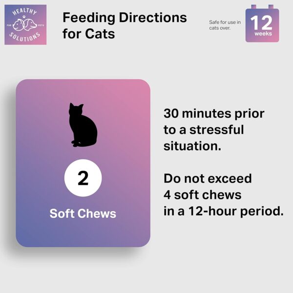 Calming Chews for Cats - Cat Calming Treats for Anxiety, Stress Relief Aid, Storms, Grooming, Fireworks, Separation, Travel, & Motion Sickness - Made in USA (60 Soft Chews- Cat) - Image 4