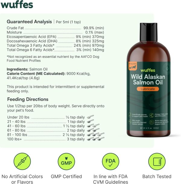 Wuffes Wild Alaskan Salmon Oil for Dogs - Natural EPA & DHA Fatty Acids and Omega 3 for Canines, Healthy Skin and Coat, Joint Support, Reduced Allergic Response - 100% Pure Fish Oil for Pets - 8 oz - Image 6