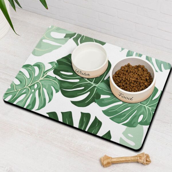 Dog Food Mats for Floors Absorbent, Pet Cat Food Mat - Quick Dry Dog Bowl Mats for Food and Water, Eco-Friendly Boho Pet Supplies - Image 2