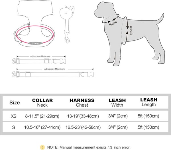 Didog No Pull Dog Harness Collar and Leash Set, Cute Pattern Puppy Dog Harness with Adjustable Collars and Leash, Soft Padded Air Mesh Vest for Small Dogs Walking Training(Cactus, XS) - Image 6