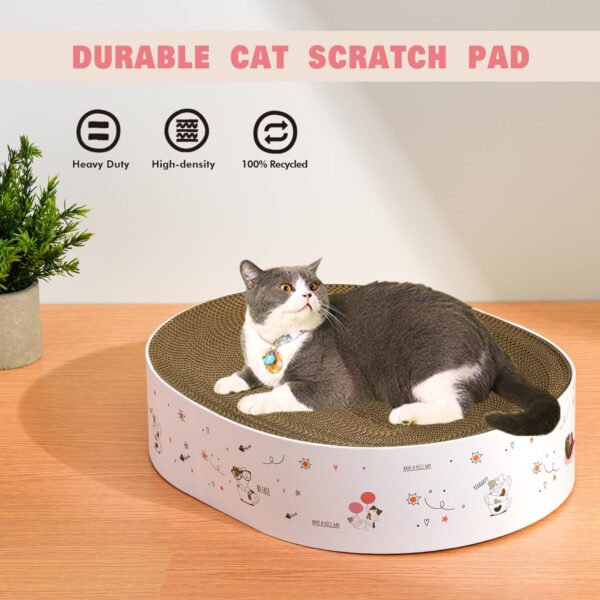 Cat Scratcher Cardboard 17"x13",2 in 1 Oval Cat Scratch Pad Bowl Nest for Indoor Cats Grinding Claw,Round Cat Scratching Board Corrugated Lounge Cat Beds&Furniture Protector for Couch & Carpets&Sofas - Image 4