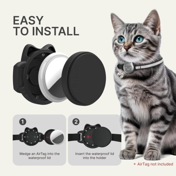 Cat Collar with Airtag Holder, Breakaway Cat Airtag Collar with Reflective Strap, Lightweight Kitten Collar for Apple Air tag, Hidden GPS Tracker Holder for Boy Girl Cats, Kittens, Puppies (9-13") - Image 8