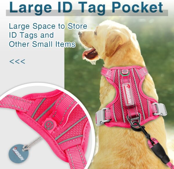 BARKBAY Dog Harness No Pull with ID Tag Pocket - Heavy Duty, Reflective, Easy Control for Large Dogs (Pink,L) - Image 2