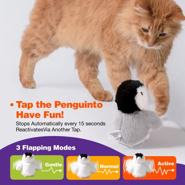 Interactive Cat Toy Rechargeable Automatic Chirping Penguin Flying Bird Cat Toy Infused with Catnip in The Wings, Auto Beating Wings Cat Toys for Indoor Cats to Play Alone, Never Boredom - Image 2