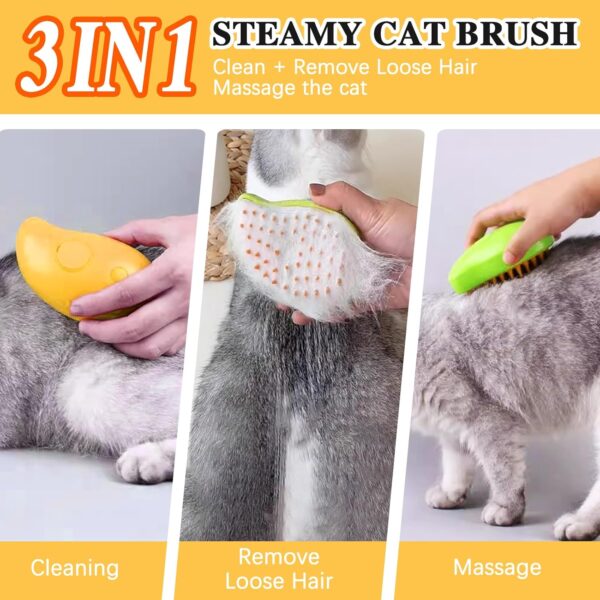 Innovative Cat Steam Brush: Steamy Pet Brush 3-in-1 Self-Cleaning Grooming Tool, Efficient Massage, Hair Removal, Tangle-Free Care for Cats and Dogs (yellow) - Image 2