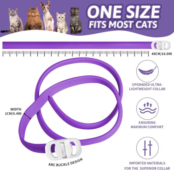 VICSOM Calming Collars for Cats, Cats Calming Collar, Pheromone Calm Collar for Cats, Waterproof Adjustable Natural Cat Calming Collars with 60 Days Anti Anxiety Relief Stress Effect, 4PCS Purple - Image 7