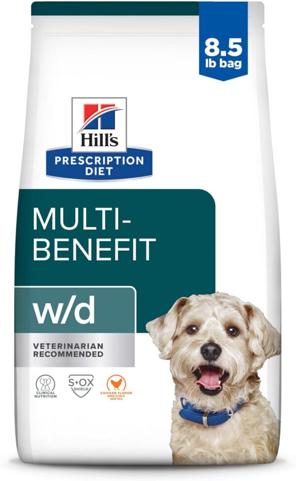 Hill's Prescription Diet w/d Multi-Benefit Digestive/Weight/Glucose/Urinary Management Chicken Flavor Dry Dog Food, Veterinary Diet, 8.5 lb. Bag