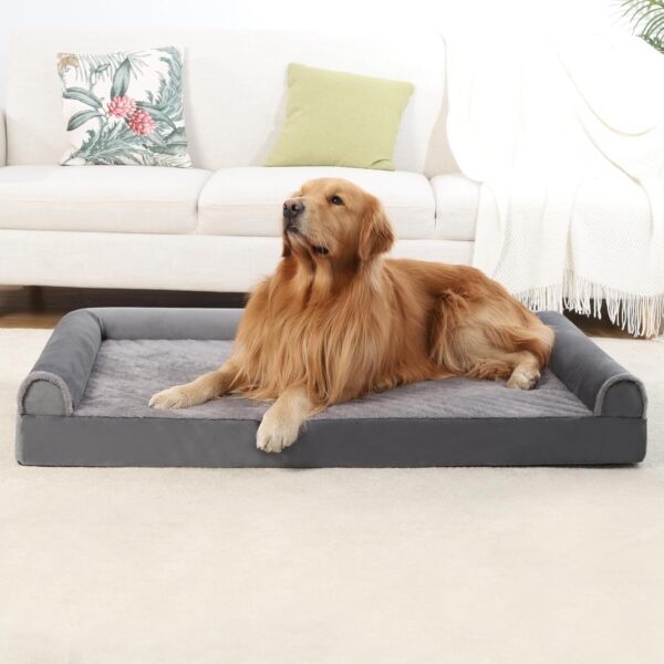 Orthopedic Dog Bed Washable Large Dog Bed Waterproof Dog Bed XL Dog Couch Egg Foam Dog Crate Bed with Removable Bolsters & Nonslip Bottom, 44" x 32" x 7", Grey - Image 8