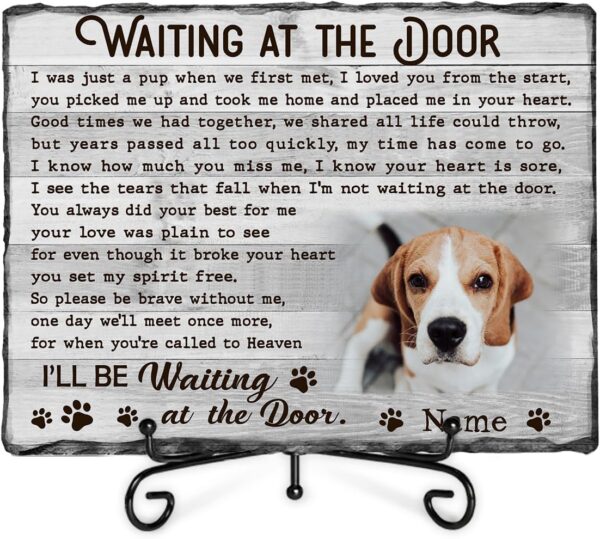 Waiting At The Door Dog Memorial, Personalized Memorial Gifts for Loss of Dog, Dog Memorial Stone, Pet Memorial Gifts, Pet Loss Gifts - Personalized Keepsake for Beloved Dog or Cat