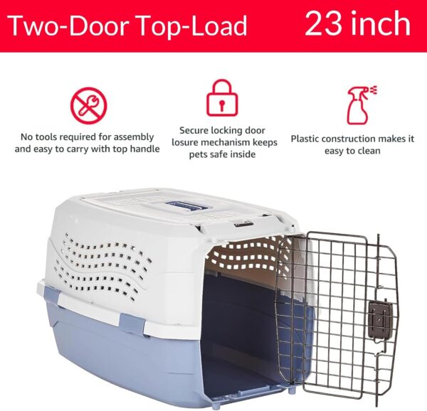 Cat Carrier Pet Carrier Dog Carriers for Small Dogs,Cat Carrier Hard Small Dog Carrier Gray & Blue, 22.8" L x 15.0" W x 13.0" H - Image 3