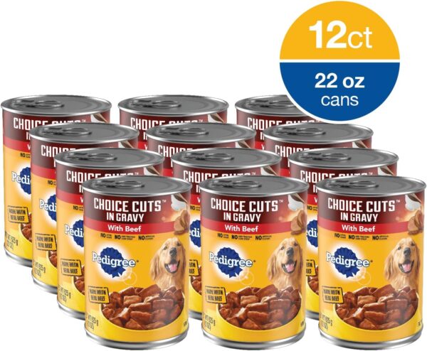 PEDIGREE CHOICE CUTS IN GRAVY Adult Canned Soft Wet Dog Food with Beef, 22 oz. Cans (Pack of 12) - Image 2