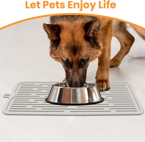 Ptlom Dog Food Mat Anti-Slip Dog Bowl Mats for Food and Water, High-Lips Waterproof Dog Feeding Mat Prevent Messy Spills to Floor, Silicone Pet Placemat Puppy Tray for Small Medium Large Dogs Cats - Image 3