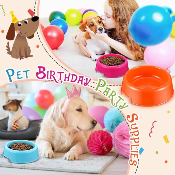 24pcs Puppy Dogs Birthday Party Supplies Pet Plastic Bowls Bulk Reusable Dog Bowls Puppy Food Bowl Feeding Water Pet Bowl for Dog Cat Paw Party Favor, Blue, Yellow, Pink, Coffee, Orange, Green - Image 4