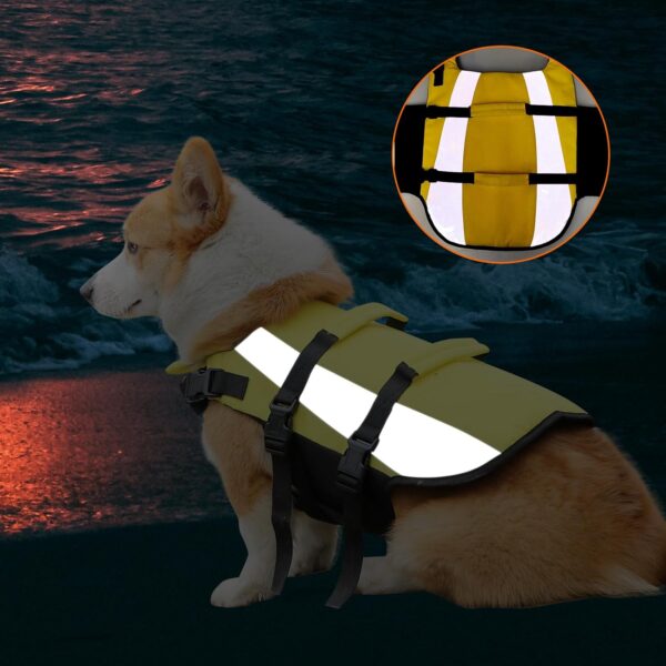 Amazon Basics Dog Adjustable Life Jacket with Reflective Stripes, Yellow, Medium - Image 7