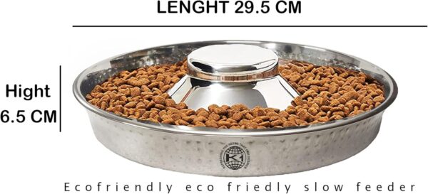 King International Stainless Steel 1 Hammered Slow Feeder Dog Bowl, Puppy Bowl,Puppy Food Bowl,Dog Bowl for Small Dogs,11.4'',Puppy Saucer,Puppy Supplies,Puppy Feeder,Puppy Feeding Bowls for Litters - Image 4